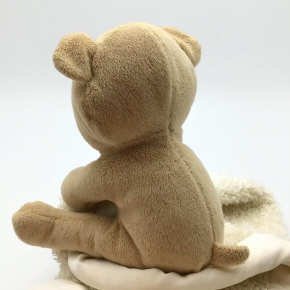 Barefoot Dreams Bear Lovey Plush Satin Cream Tan Baby Security Blanket 15x15 - Picture 4 of 8
